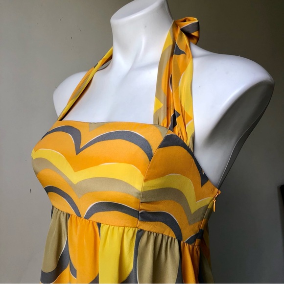 Vera Neumann La Paz Geo Print Tie Neck Silk Halter Tunic, 4 - Picture 2 of 9